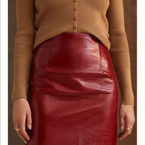 Anthropologie porridge dotting skirt faux leather red small NWT
